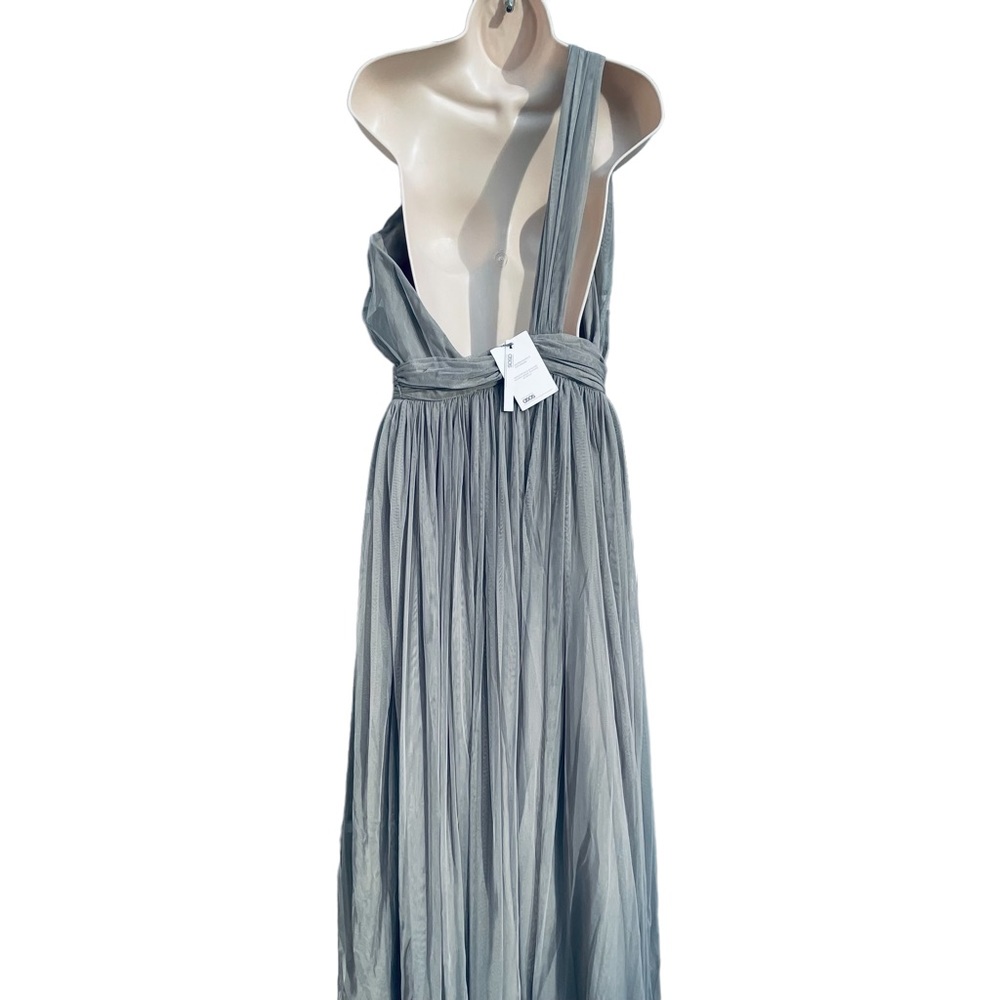 New! ASOS Premium Tulle One Strap Dress Maxi Formal Grey Silver size 8 Med 8889 - Picture 10 of 15